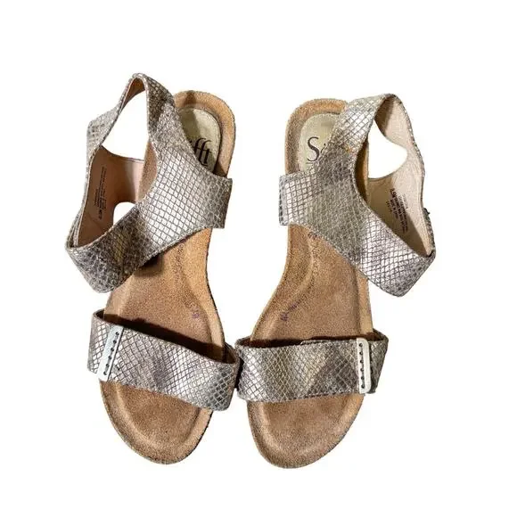 Sofft Verdi II Adjustable Wedge Comfort Sandal, Metallic Snakeskin | 8.5 - Picture 5 of 8